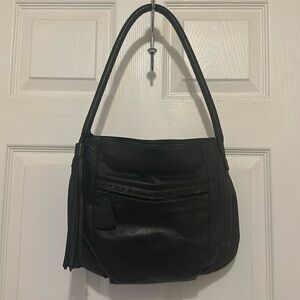 Carlos Falchi "Black Faux Leather hobo Bag, excellent condition